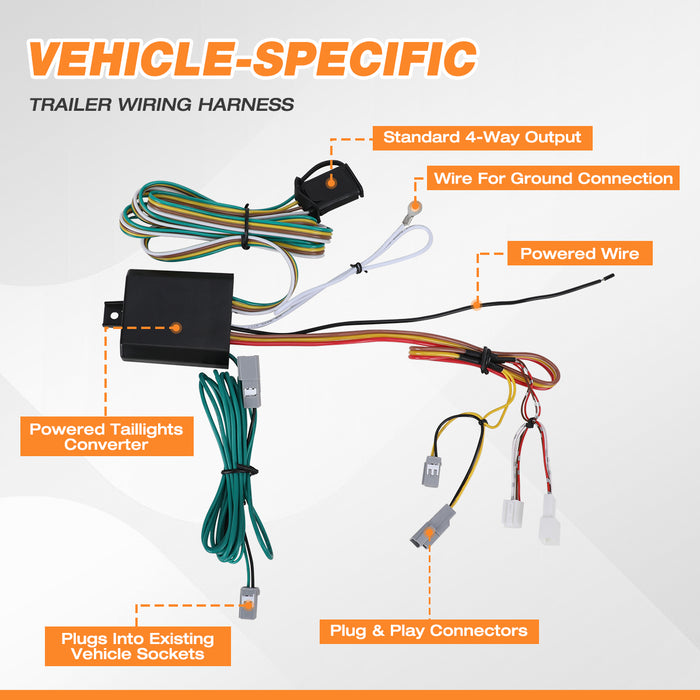 4-Pin Trailer Wiring Harness, Fits for 2015-2020 Toyota Sienna & 2011-2014 Toyota Sienna From Wolfstorm