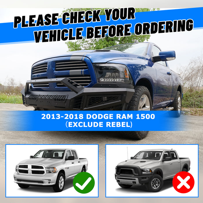 WOLFSTORM Pare-chocs avant pour camionnette tout-terrain Dodge RAM 1500 2013-2024