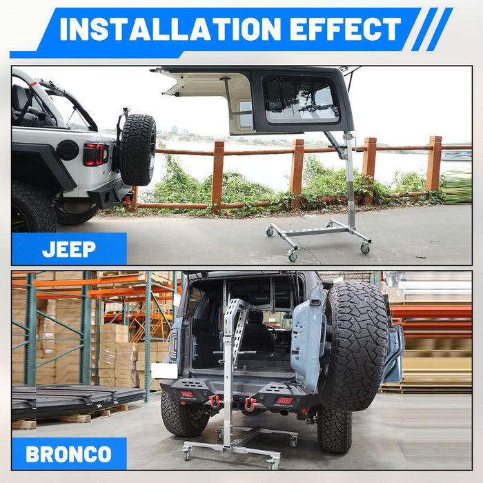 Hard Top Removal Lift & Hoist for 2007-Present Jeep Wrangler JK & JL (2/4 Door) and 2021-2025 Ford Bronco 4-Door ¨C Quick & Easy Assembly, Compatible with Lifted Jeeps