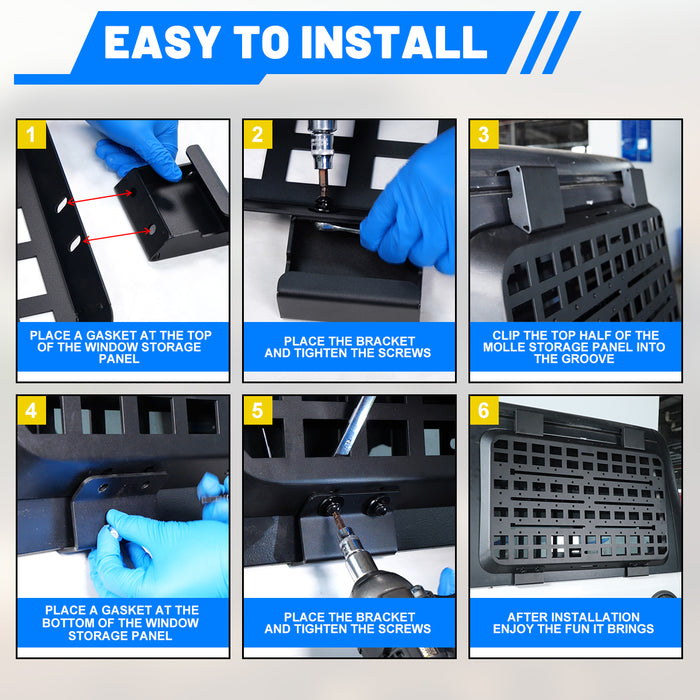 WOLFSTORM Rear Window Molle Panel for The 2018-2026 Jeep Wrangler JL 4 Door, Modular Storage Panel System Rear Window Protective Decoration
