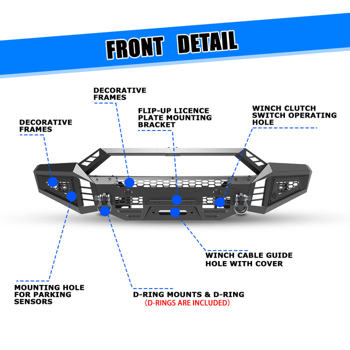 WOLFSTORM Front Bumper for 2016-2018 Chevy Silverado 1500
