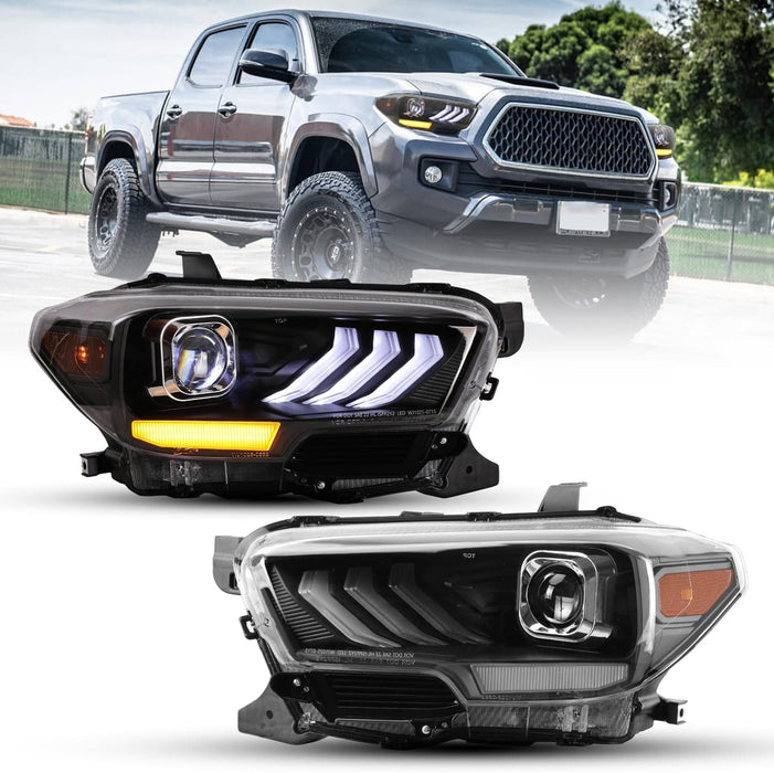 WOLFSTORM Headlights with Sequential Turn Signal Design for 2016-2019 Toyota Tacoma and 2020-2023 Tacoma SR SR5 TRD (Sport models only) - WOLFSTORM 