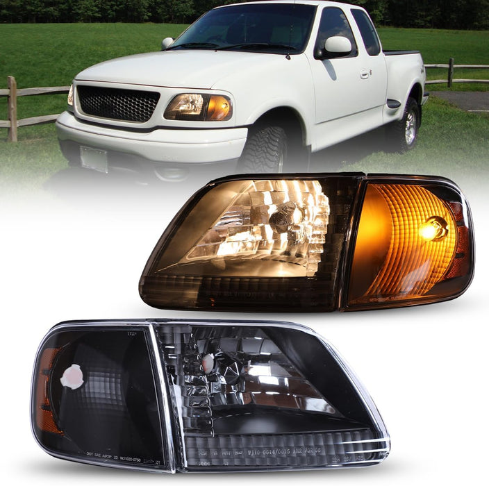 WOLFSTORM Headlight Assembly Fit For 1997-2004 Ford F-150 Pickup/1997-1999 Ford F-250/1997-2002 Ford Expedition - WOLFSTORM