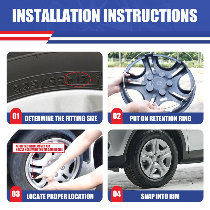 WOLFSTORM 4-Pack 17 Inch Wheel Rim Cover Hubcaps for 2013-2018 Toyota RAV4