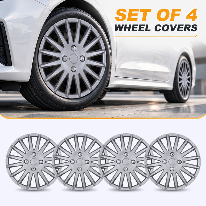 WOLFSTORM Lot de 4 enjoliveurs automobiles 15" en laque pour pneus de roue