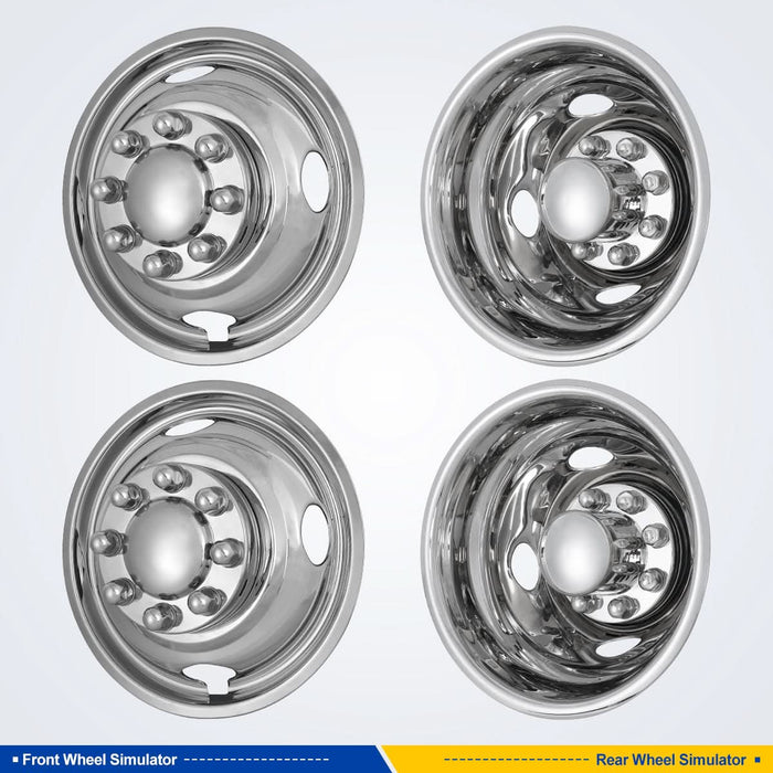 WOLFSTORM Stainless Steel Dually Hubcaps - 16 Inch for 1988-2000 Chevy/GMC 3500; 1987-1997 F350;1994-1999 Dodge Ram 3500;2008-2025 Ford E350/E450 Van SuperDuty, Set of 4