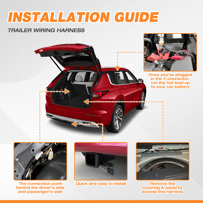 4-Pin Trailer Wiring Harness, Fits for Toyota RAV4 & Mitsubishi Outlander From Wolfstorm
