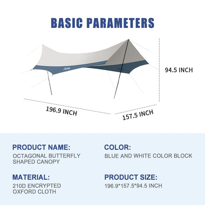 HAWKLEY Octagonal Canopy Camping Tent Tarps - WOLFSTORM