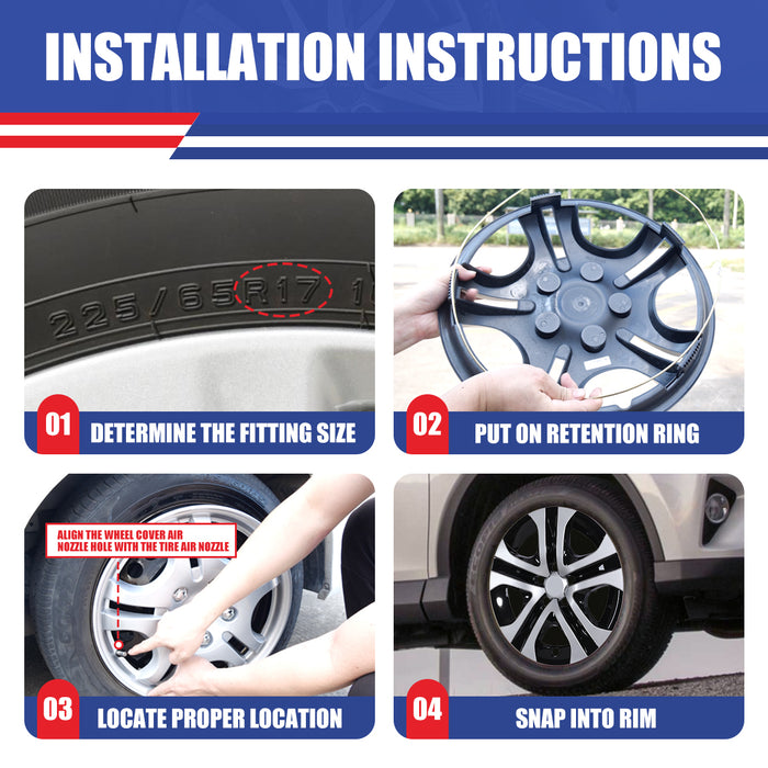 WOLFSTORM 4-pack 17 Inch Wheel Rim Cover Hubcaps for 2013-2018 TOYOTA RAV4