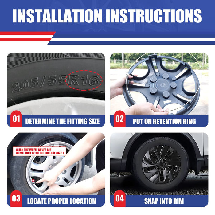 WOLFSTORM 4-Pack 16 Inch Universal Wheel Rim Cover Hubcaps
