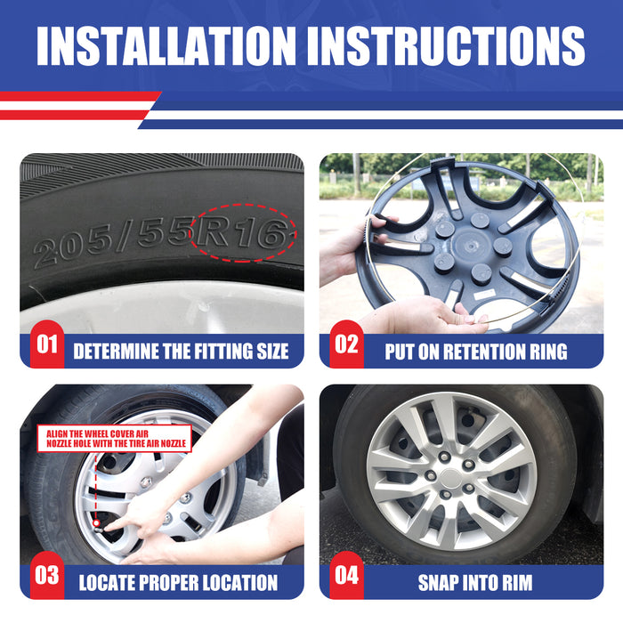 WOLFSTORM 4-Pack 16 Inch Wheel Rim Cover Hubcaps for 2013-2018 Nissan Altima Sedan