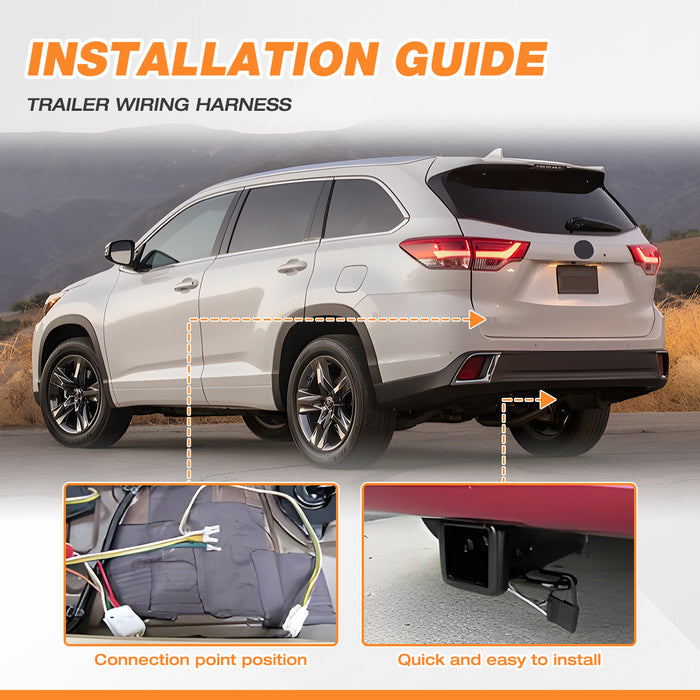 4-Pin Trailer Wiring Harness, Fits for 2008-2019 Toyota Highlander From Wolfstorm