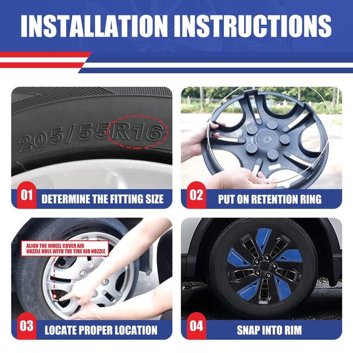 WOLFSTORM 16 Inch Hubcaps Fit for 2019-2025 Nissan Altima, Set of 4 Black Lacquer & Red Lacquer Wheel Covers, ABS&PC Material Wheel Rim Covers for Steel Wheels, Snap-On Installation, 16 Inch Black Lacquer & Red Lacquer 4-Piece