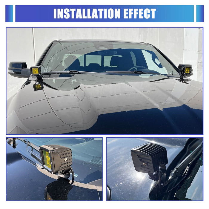 WOLFSTORM A-Pillar LED Lights Bar Mounting Brackets for 2019-2025 Dodge Ram 1500