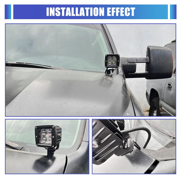 WOLFSTORM 2PCS LED A-Pillar Light Mount Brackets for 2007-2013 Toyota Tundra