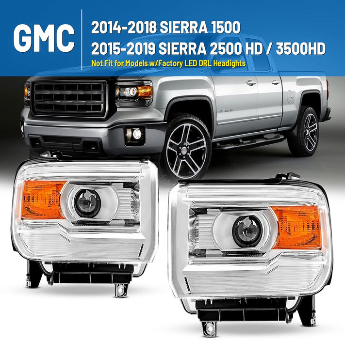 WOLFSTORM Headlight for 2014-2018 GMC Sierra 1500 and 2015-2019 GMC Sierra 2500HD 3500HD