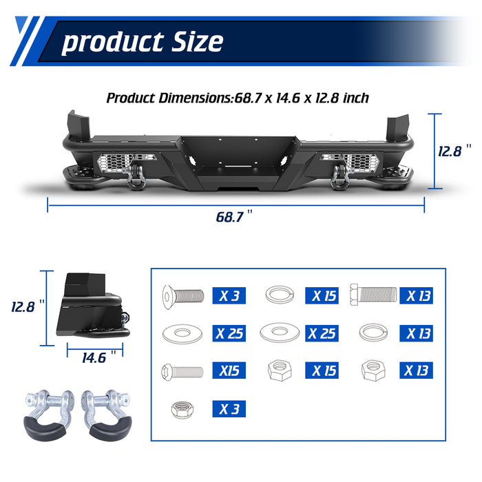 WOLFSTORM Rear Bumper for 2005-2015 Toyota Tacoma