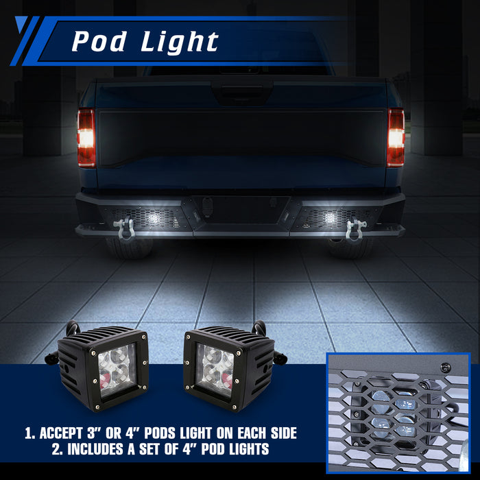 WOLFSTORM Rear Bumper For 2015-2020 Ford F-150 Pickup