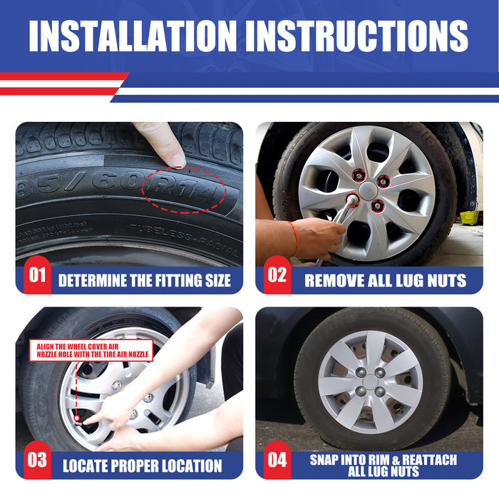 WOLFSTORM 4-Pack 14 Inch Wheel Rim Cover Hubcaps for 2008-2011 Hyundai Accent Sedan/Hatchback