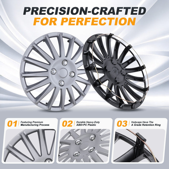 WOLFSTORM Lot de 4 enjoliveurs automobiles 15" en laque pour pneus de roue