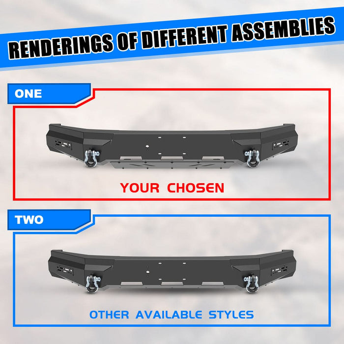 Front Bumper Assembly Fits for 2024 2025 Tesla Cybertruck, A Set of 2 D-Rings Included, Optional Side Wings, Skid Plate, Rear Bumper