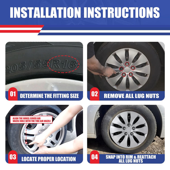 WOLFSTORM 4-Pack 16 Inch Wheel Rim Cover Hubcaps for 2008-2012 HONDA ACCORD SEDAN