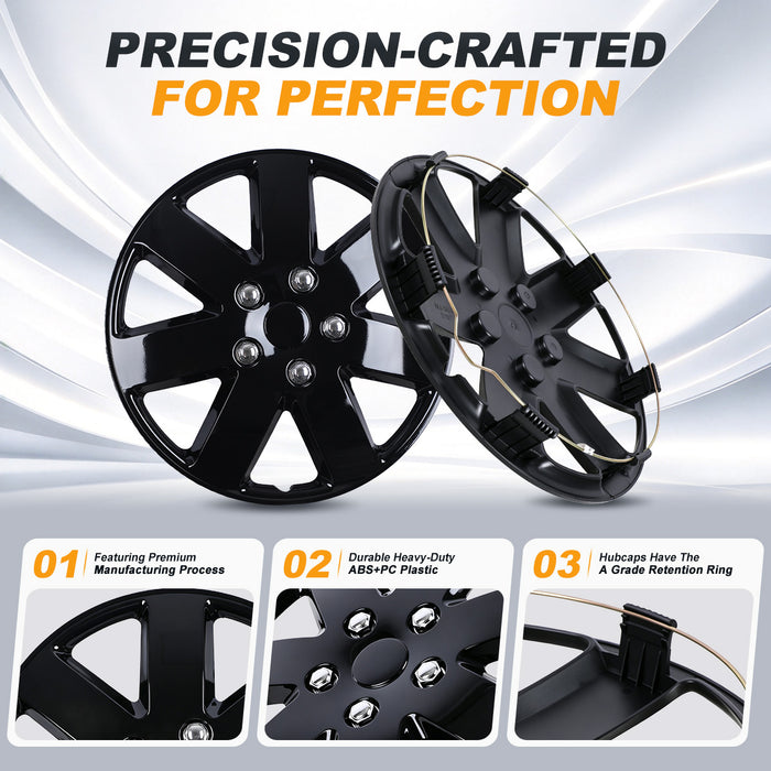 WOLFSTORM 4-Pack 16 Inch Universal Hubcaps for Steel Wheel Rims Cover