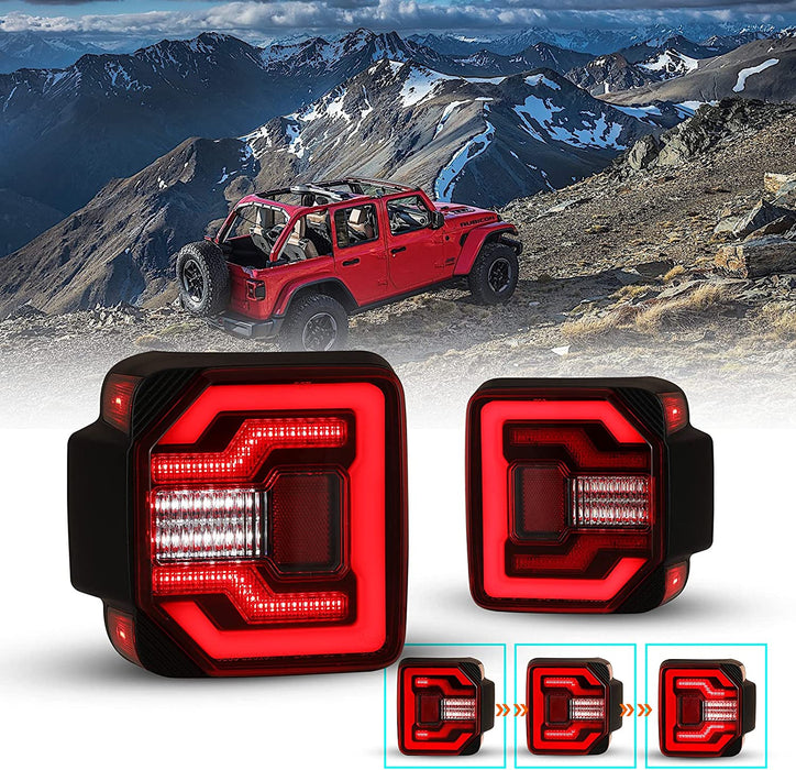 LED Sequential Tail Lights for 2018-2023 Jeep Wrangler JL/JLU - WOLFSTORM 