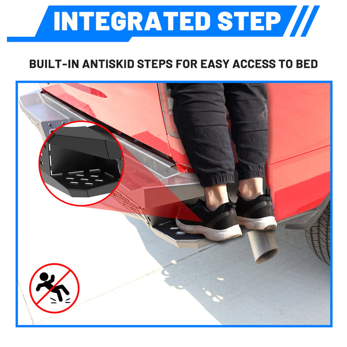 WOLFSTORM Rear Bumper for 2019-2024 Dodge Ram 2500, a set of 4 Inch LED Lights and a set of D-Rings Included