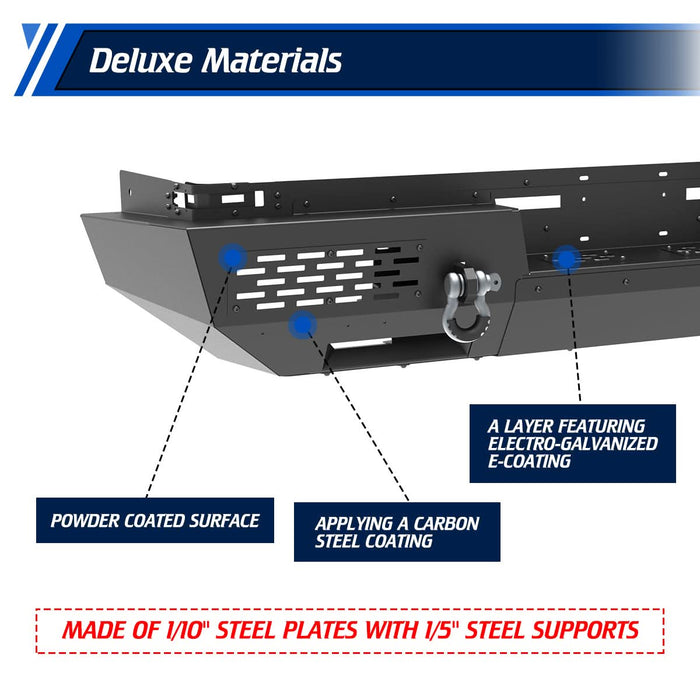 Front Bumper Assembly Fits for 2024 2025 Tesla Cybertruck, A Set of 2 D-Rings Included, Optional Side Wings, Skid Plate, Rear Bumper