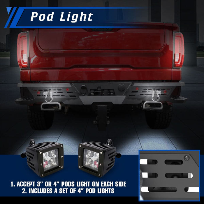 WOLFSTORM Rear Bumper for 2019-2025 GMC sierra 1500 & 2019-2025 Chevrolet Silverado 1500