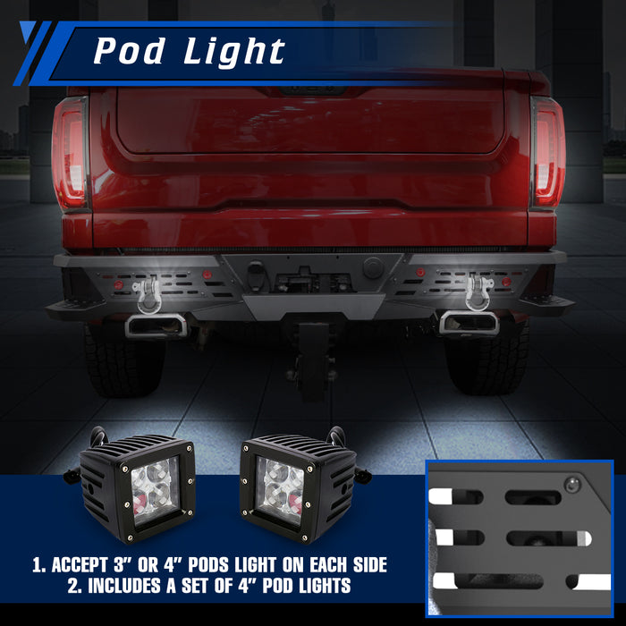 WOLFSTORM Rear Bumper Fits for 2019-2026 GMC Sierra 1500 & Chevrolet Silverado 1500