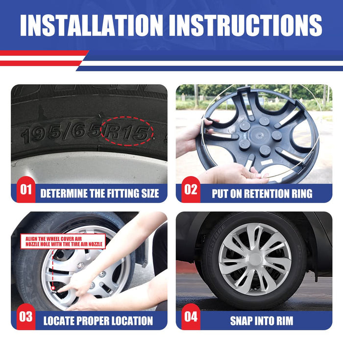WOLFSTORM 4-Pack 15 Inch Wheel Rim Cover Hubcaps for 2019-2020 TOYOTA YARIS SEDAN