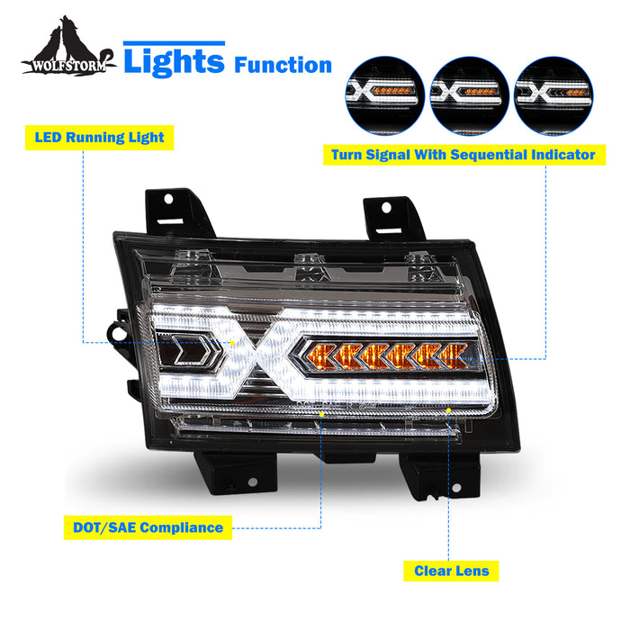 WOLFSTORM Ensemble de clignotants séquentiels à LED pour Jeep Wrangler JL/JLU 2018-2024 et Jeep Gladiator JT/JTU 2019-2024