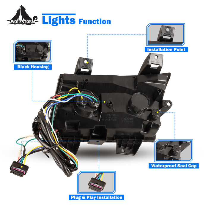 WOLFSTORM Ensemble de clignotants séquentiels à LED pour Jeep Wrangler JL/JLU 2018-2024 et Jeep Gladiator JT/JTU 2019-2024