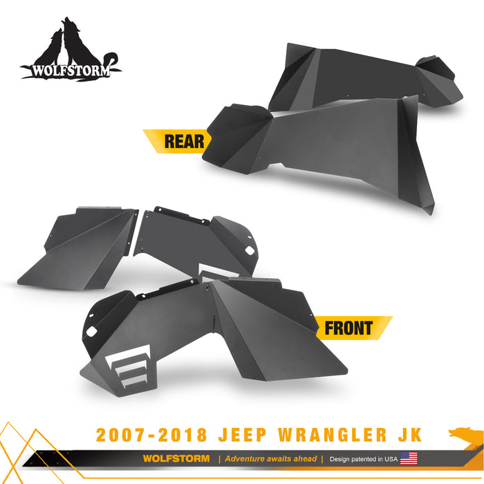 Doublures de garde-boue intérieures pour Jeep Wrangler JK/JKU 2007-2018 