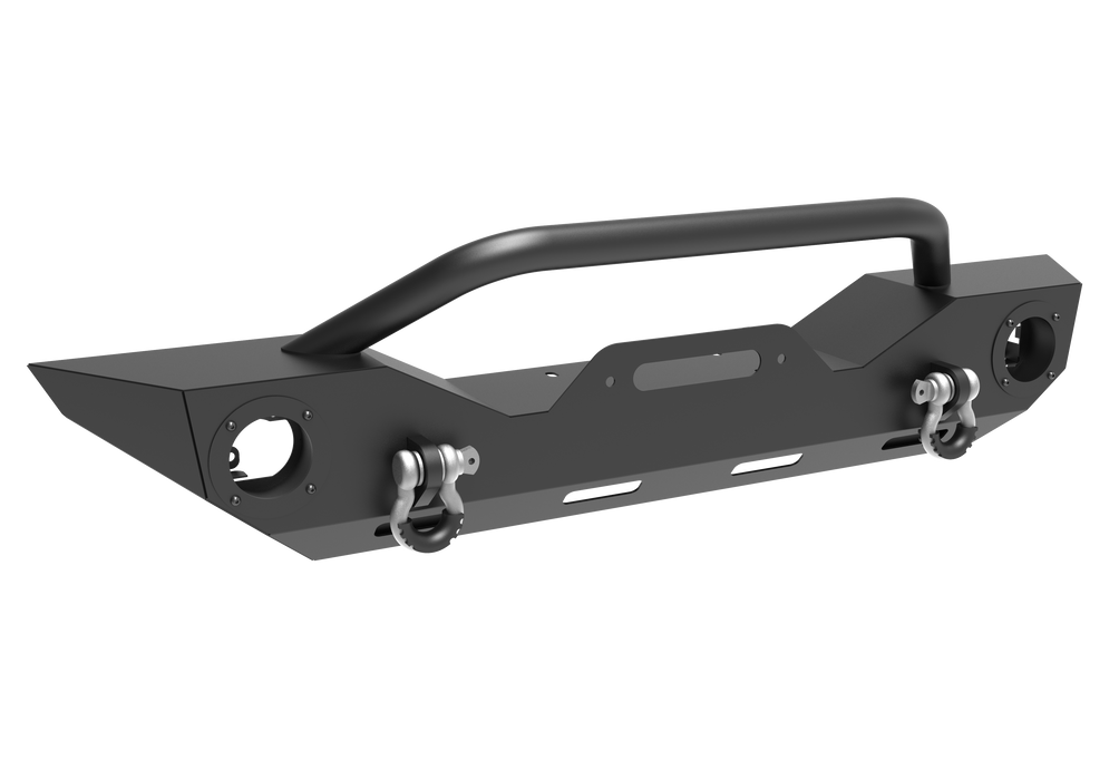 Wolfstorm Front Bumper with D-Ring, Fits for 2007-2018 Jeep WRANGLER JK, 2018-2025 JEEP WRANGLER JL, 2019-2025 JEEP GLADIATOR JT