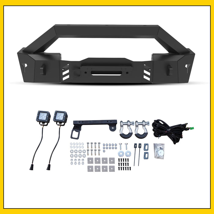 Front Bumper for Jeep Wrangler JL/JK/Gladiator JT, with LED Light D-ring Winch Plate License Plate Bracket