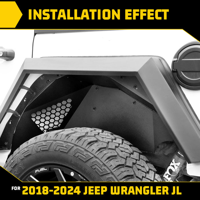 Hawkley Doublures intérieures de garde-boue pour Wrangler JL/JLU 2018-2024