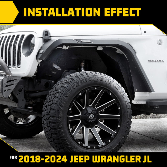 Hawkley Doublures intérieures de garde-boue pour Wrangler JL/JLU 2018-2024