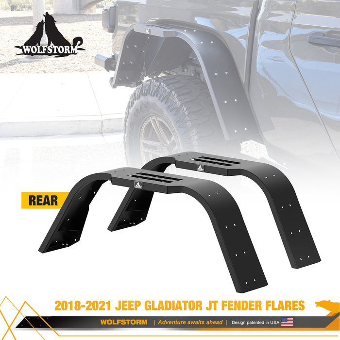 WOLFSTORM Fender Flares with LED Sequential Turn Signal Light for 2019-2025 Jeep Gladiator JT
