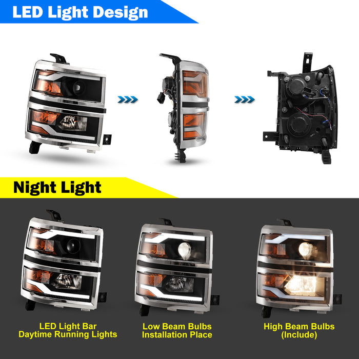 WOLFSTORM Headlight for 2014-2015 Chevy Silverado 1500
