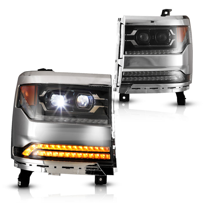 WOLFSTORM Faros delanteros para Chevy Silverado 1500 2016-2019 LED proyector DRL luces de señal de giro de repuesto 