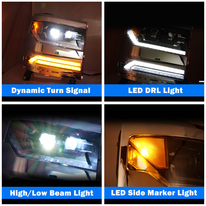 WOLFSTORM Faros delanteros para Chevy Silverado 1500 2016-2019 LED proyector DRL luces de señal de giro de repuesto 