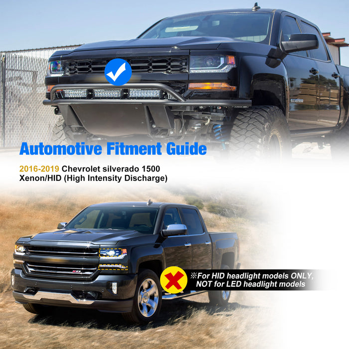 WOLFSTORM Headlight Assembly for 2016-2019 Chevy Silverado 1500 with D5S HID Bulb, LED DRL/Position Lights, and Black Housing
