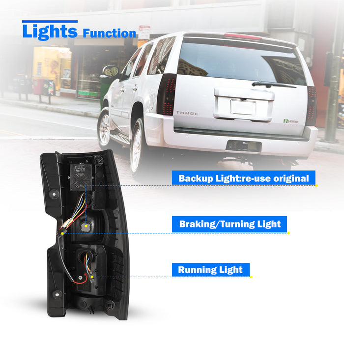 WOLFSTORM LED Tail Light Assembly Compatible with 2007-2014 Chevy Suburban/Tahoe