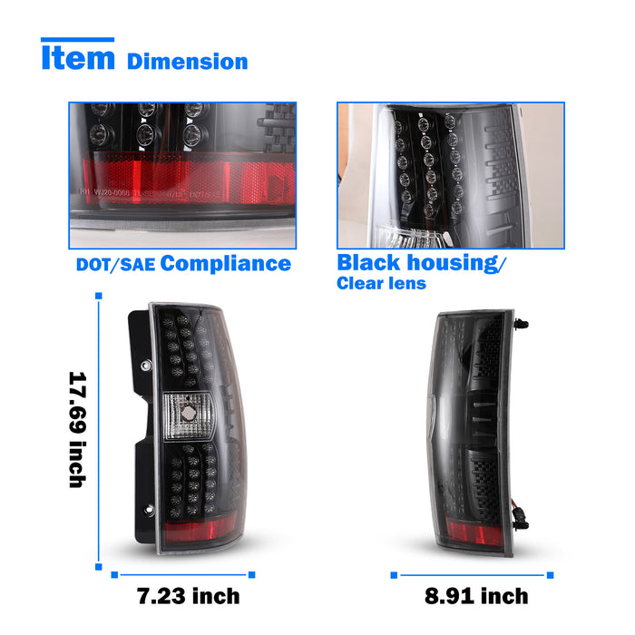 WOLFSTORM LED Tail Light Assembly Compatible with 2007-2014 Chevy Suburban/Tahoe