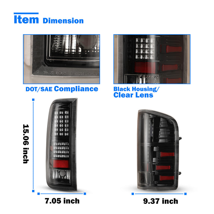 WOLFSTORM LED Tail Lights for 2007-2013 Chevy Silverado1500 2500 3500 (Not Fit 2007 Silverado with classic body)