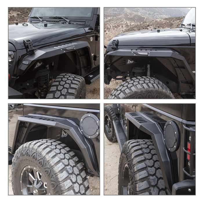 Fender Flares for 2008-2017 Jeep Wrangler JK with LED Sequential Turn Lights