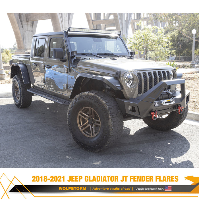 WOLFSTORM Fender Flares with LED Sequential Turn Signal Light for 2019-2025 Jeep Gladiator JT